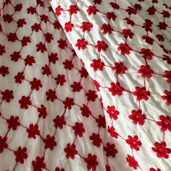 NWT Draper James Red and White Puff Sleeve Embroidered Wrap Dress - Picture 5 of 7